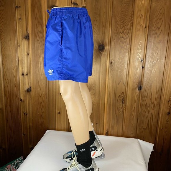 VTG 80s Adidas Track High Shorts Men's Size Large Solid Blue Trifold Polyester - Picture 6 of 10